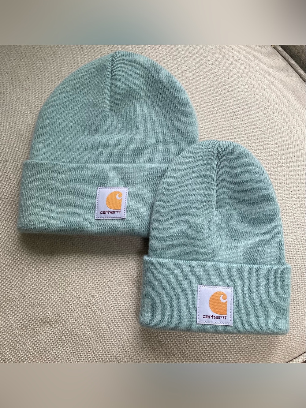 Carhartt Set of 2 Kids Beanies Youth & Infant Sage Green Knit Hats